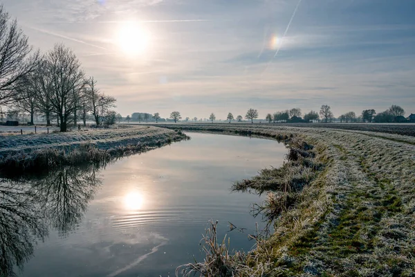 Het Stromende Water Het Kanaal Soestwetering Winter Met Het Bevroren — Stockfoto