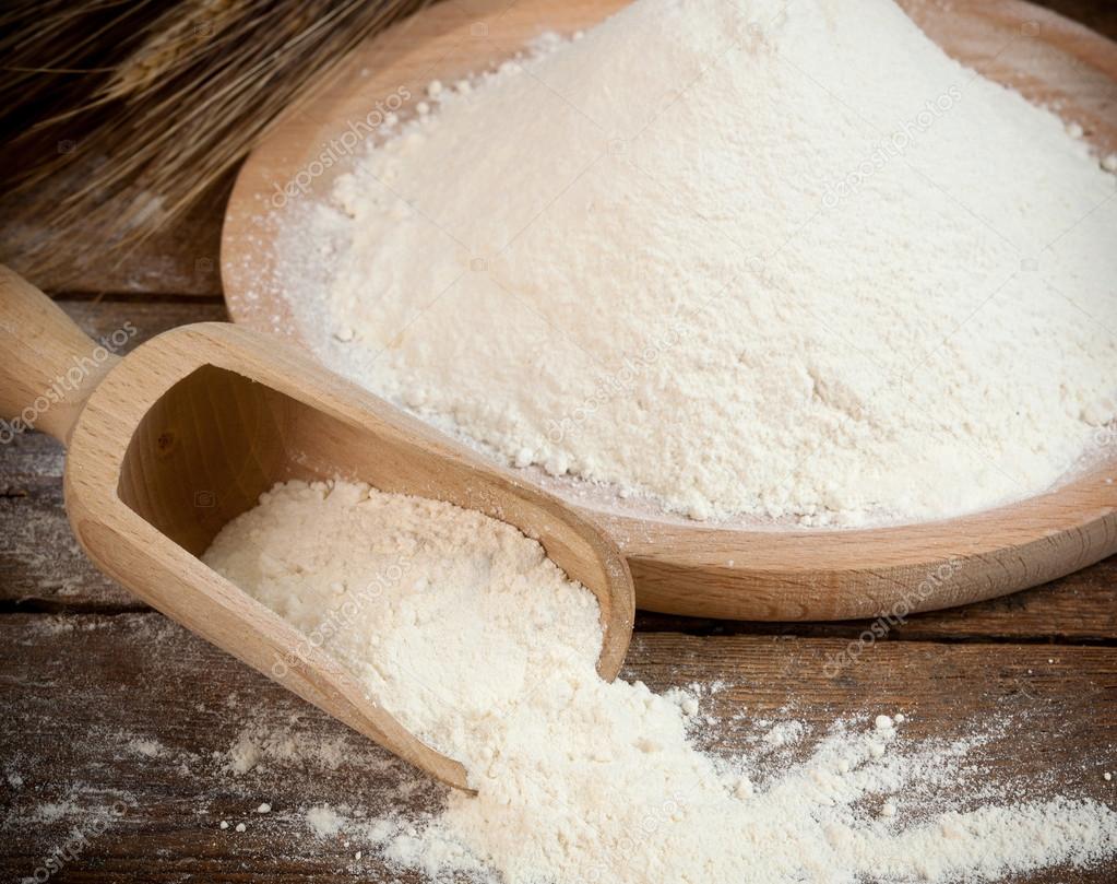 Flour on wood table