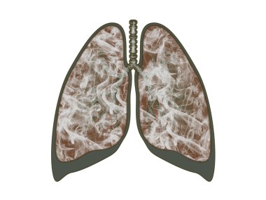 Lungs filled with smoke on white background clipart