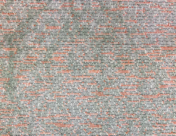 The names of Jews killed by Nazi writings in the cemetery in pra — Stock Photo, Image
