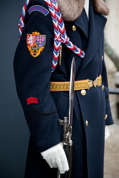 Detail of soldier protecting Prague Castle — Stock Photo, Image