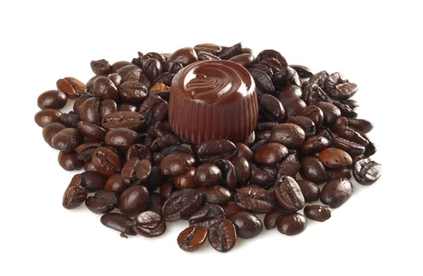 Chocolate and coffee beans — Stock Photo, Image