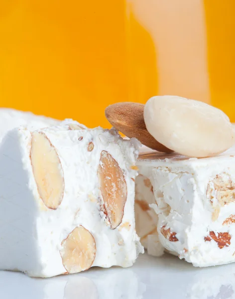 Sweet nougat with almonds — Stock Photo, Image
