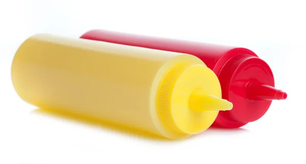 A mayonnaise and tomato ketchup bottles — Stock Photo, Image
