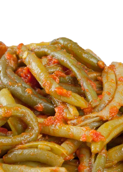 Zielonej fasoli z sosem pomidorowym — Zdjęcie stockowe