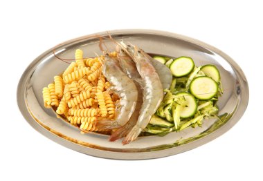 makarna kabak ve karides için malzemeler