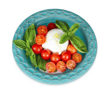 İtalyanca buffalo mozzarella peynir domates ve fesleğen ile