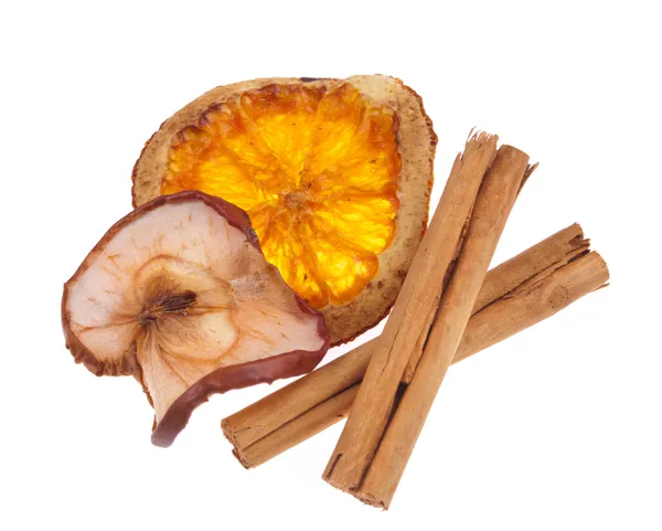 Arancio disidratato e mela con cannella — Foto Stock