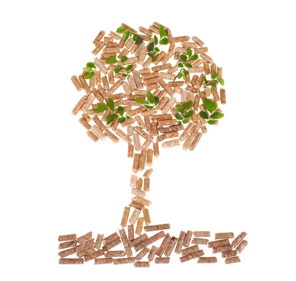 Träd av träpellets — Stockfoto