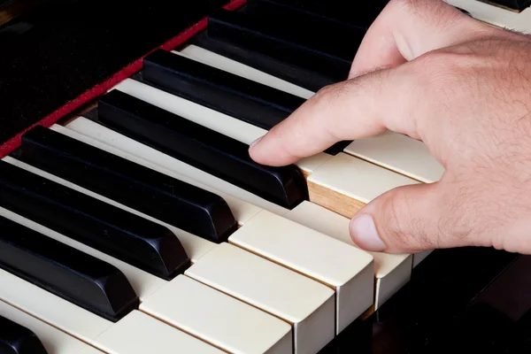 Piano keyboard made of ivory with hands — Stock Photo, Image