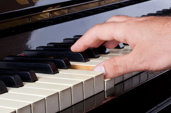 Piano keyboard made of ivory with hands — Stock Photo, Image