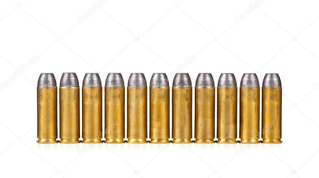 Row of bullets on white background