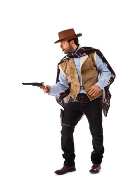 Gunman in the old wild west on white background clipart