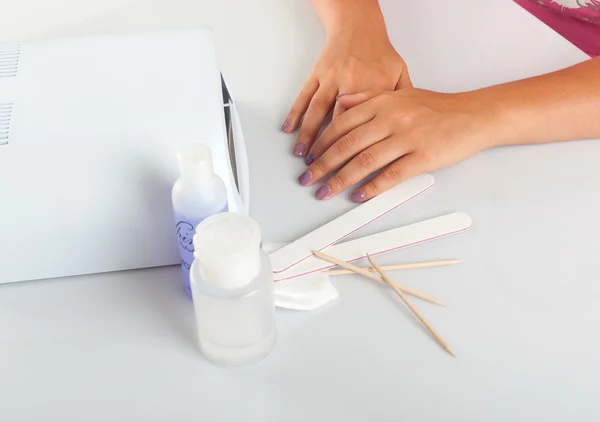 Uv lamp for nails with equipment — Stock Photo, Image