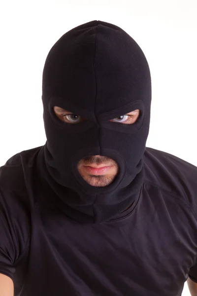 Criminoso com balaclava — Fotografia de Stock