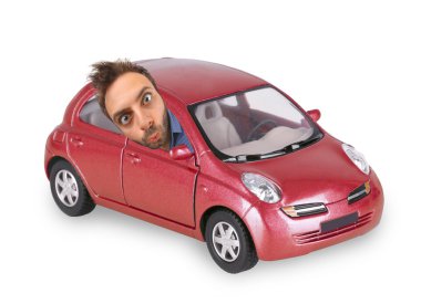 ifade bir çocuğun Kırmızı arabadaki Vay