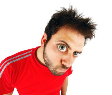 Wow expression with red t-shirt clipart