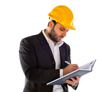 inşaat kask ile işadamı