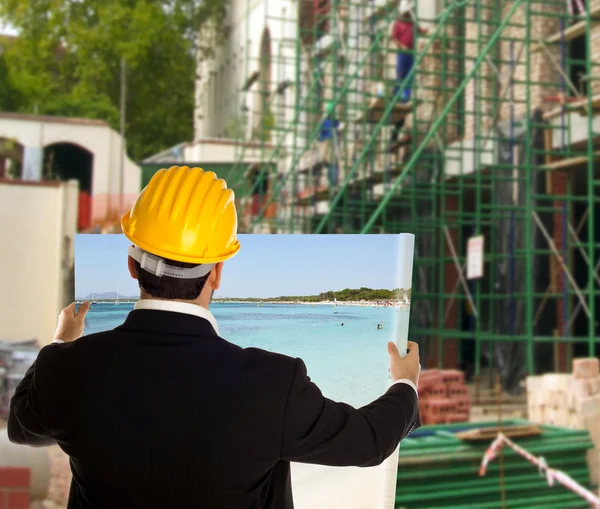 Hombre de negocios sueña vacaciones — Foto de Stock