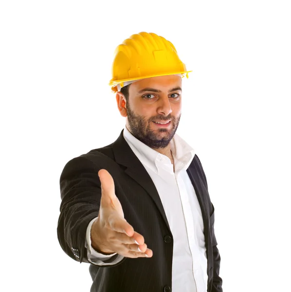 Biznesmen z budowlanych hełm — Zdjęcie stockowe