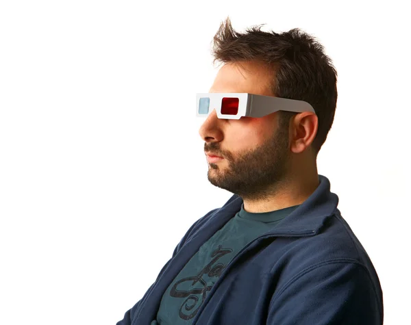 Bărbat purtând ochelari 3D — Fotografie, imagine de stoc