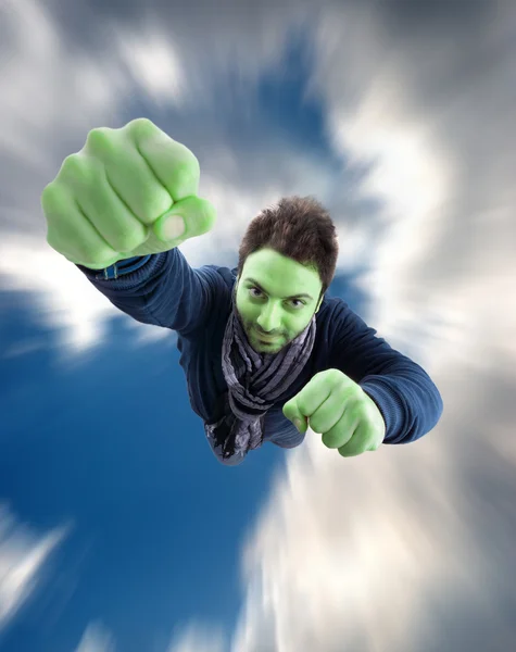 Yeşil süper kahraman — Stok fotoğraf