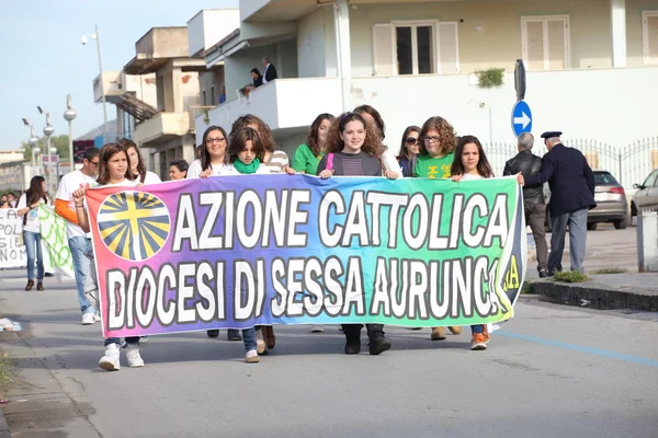 "Marcia per la vita "i Mondragone, Italien. Protest av folket — Stockfoto