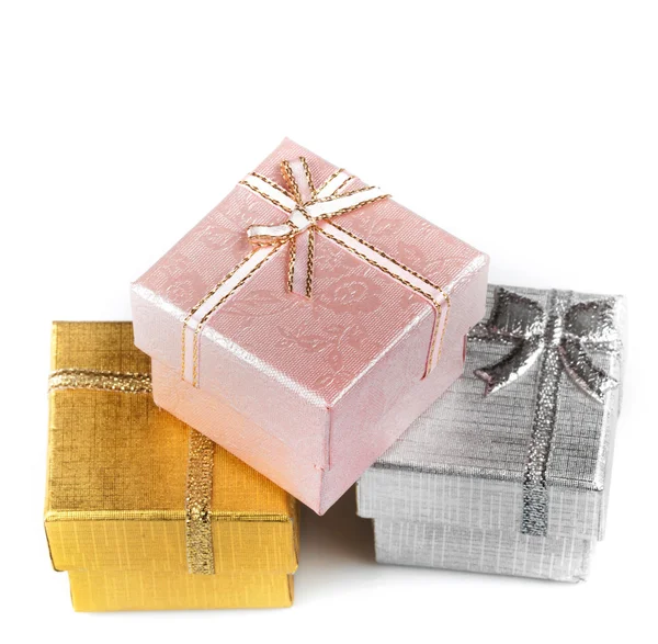 Gift boxes on white background — Stock Photo, Image