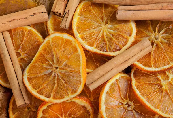 Texture di fette di arancia e cannella — Foto Stock