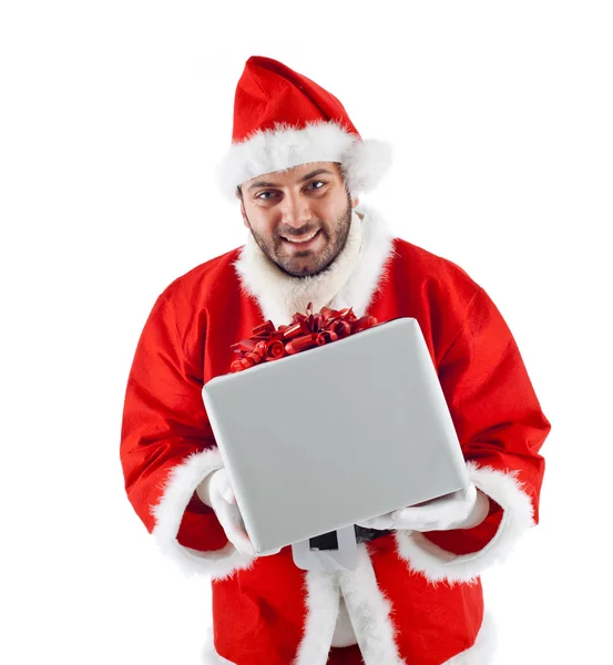 Giovane Babbo Natale con confezione regalo — Foto Stock