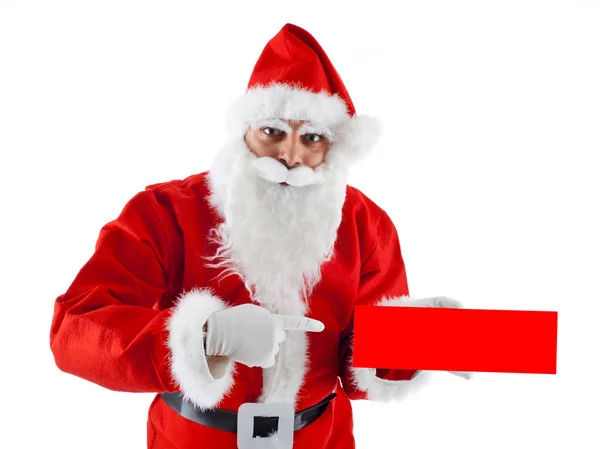 Young Santa Claus with signboard — Stock Photo, Image