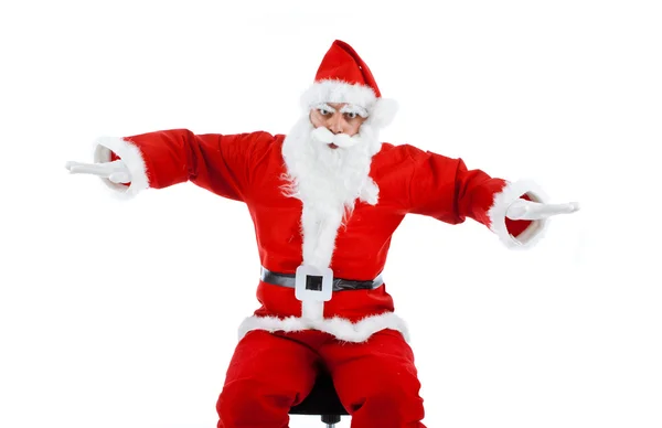 Santa Claus mimics a plane — Stock Photo, Image