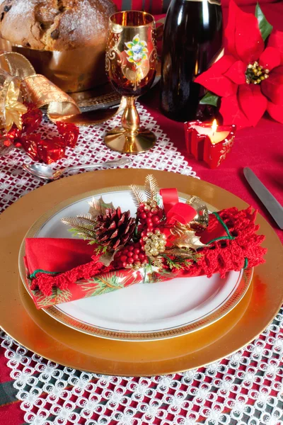 Decorated Christmas Dinner Table Setting — Stock Photo, Image