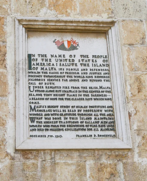 Proclamação de Pres. Roosevelt, Palace Square, Valletta, Malta — Fotografia de Stock