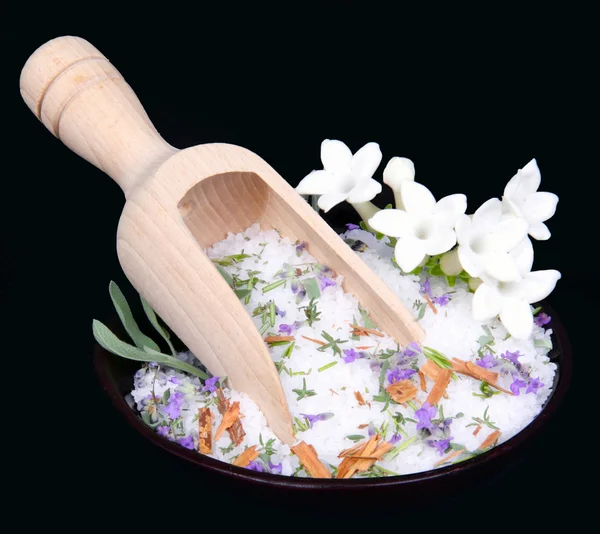 Jasmine flowers and bath salt — Stock Photo, Image