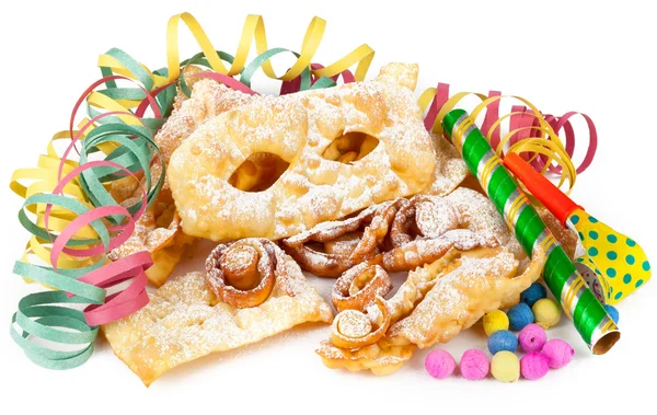 Typisk italiensk dessert för karneval, "chiacchiere" pommes frites med t — Stockfoto