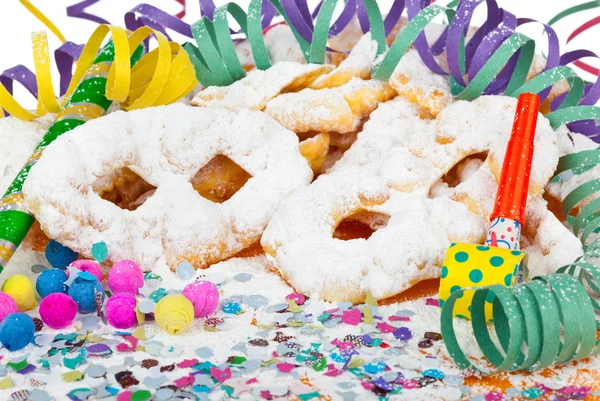 Typical Italian dessert for carnival, "chiacchiere" fries with t Stock Image