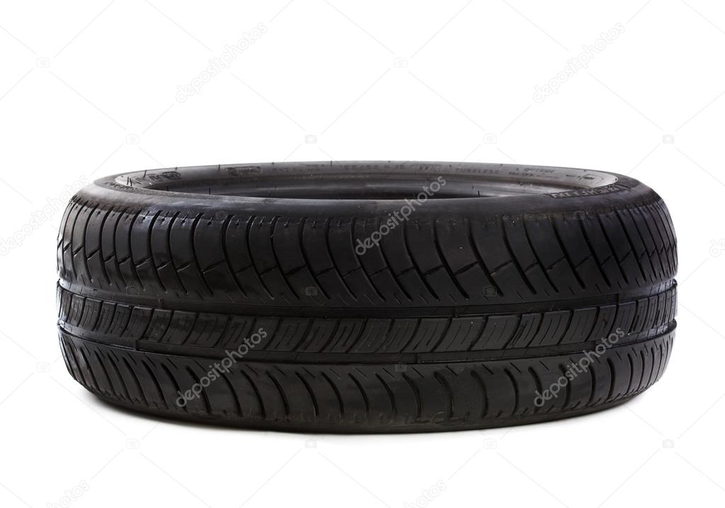 Used tire on white