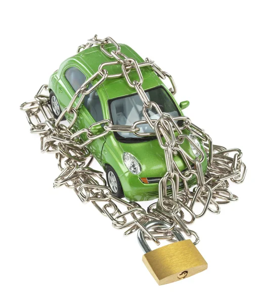 Sécurité des véhicules avec cadenas et chaîne — Photo