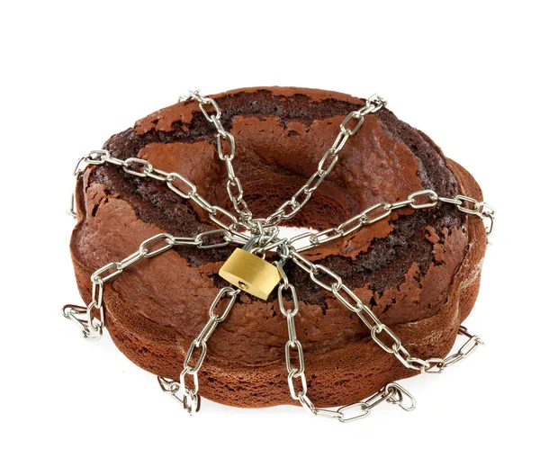 Cake chocolate with chains — Stock Photo, Image