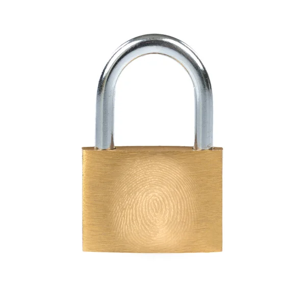 Metal padlock and fingerprint — Stock Photo, Image