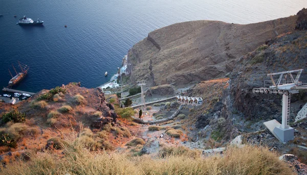 Lanové dráhy v fira santorini Řecko — Stock fotografie