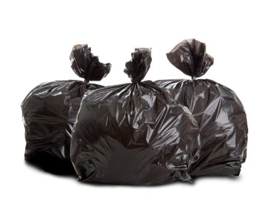 Three black rubbish bags clipart