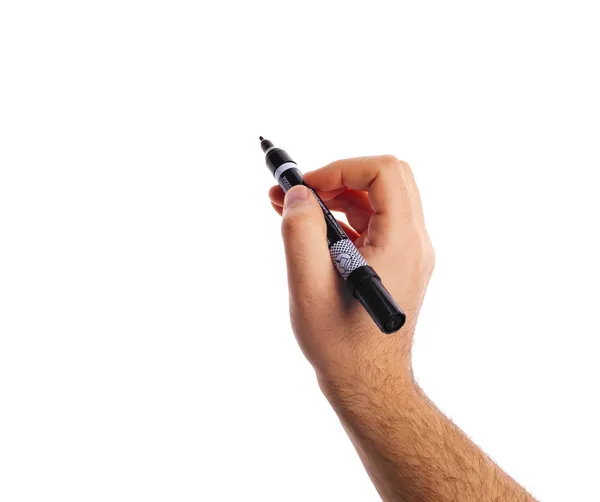 Kopyalama alanı olan siyah kalemi tutan el. — Stok fotoğraf