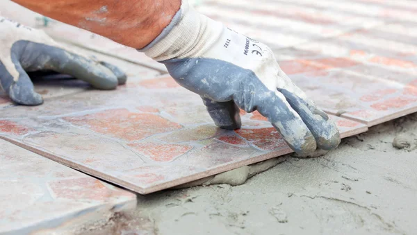 Floor Tile Installation Stock Image