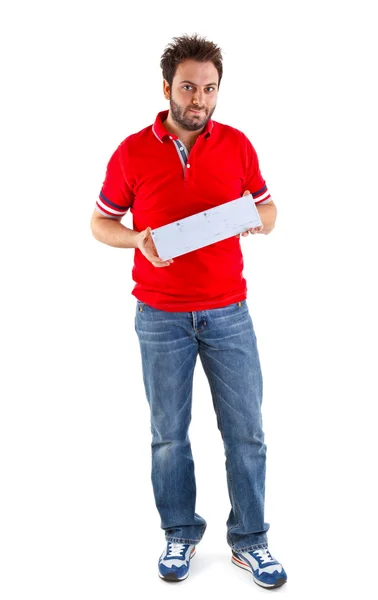 Young man showing the italian money order — Stock Photo, Image