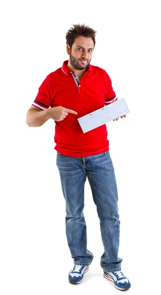 Young man showing the italian money order — Stock Photo, Image