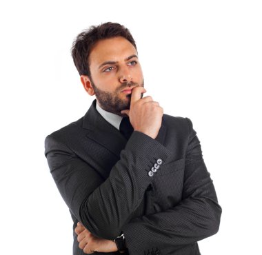 düşünme ve yansıtan genç işadamı.