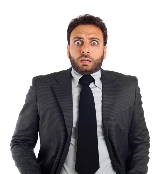 Young business man with an expression of fear — Stock Photo, Image