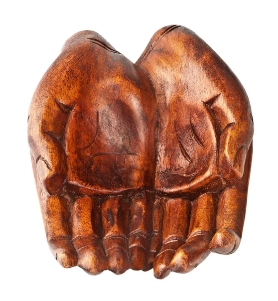 Hands of wood carved by hand. — Stock Photo, Image
